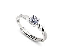 Adjustable Cubic Zirconia Wedding Ring: Sterling Silver Engagement Rings for Women Her Crown Design Promise Ring Shining Jewellery Gift (Solitaire)