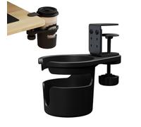 Adjustable Cup Holder - 360 Degree Rotatable Coffee Mug Clamp, Non-slip Drink Holder, Durable Desk Edge Mount | Space Saving Cup Holder for Office Home Studio School Workstation