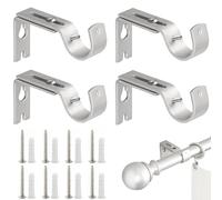 Adjustable Curtain Pole Brackets - 4 Pcs Rust-Resistant Curtain Rail Holders for Rods and Door Curerns - Thickened Iron