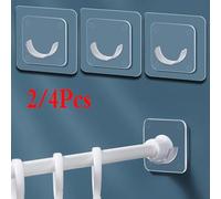 Adjustable Curtain Rod Brackets for Drapery Poles, 6x6cm Plastic Wall Mount Holders with 5kg Load Capacity, Fits 1.5-2.2cm Diameter Rods (4-Pack)