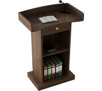 Adjustable Curved Metal Podium Stand with Drawer - 60x42x120 cm Wooden Lectern for Conferences, Churches, Schools & Public Speaking Events