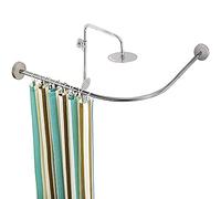 Adjustable Curved Shower Curtain Rod - Extendable L-Shaped Stainless Steel for Dressing Room Double Use Fits 80-100 cm x 80-100 cm Easy Installation