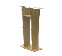 Adjustable Curved Wooden Podium on Wheels - omic Slanted Top Laptop Stand for Easy Reading 150kg Capaci - Ideal for Lectures Presentats & Home Office (Yellow)