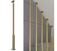 Adjustable Custom Height Iron Balusters for Staircase Railing ty Square & Round Spindles Contemporary Design in Gold 242cm/95.3inPerfect Interior Decor