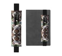 Adjustable Cute Koala Leather Pen Holder Bookmark Black for Notebook Journals, Calendars, and Tablets