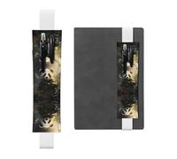 Adjustable Cute Panda Plant Leather Pen Holder Bookmark White for Notebook Journals, Calendars, and Tablets