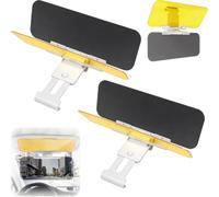 Adjustable Day and Night Anti-Glare Car Windshield Visor，2pc | Dual Color Clip-On Sun Shade for Cars, Trucks & SUVs, Retractable 2 in 1 Car Sun Visor Safe Driving, Universal Fit