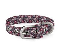 Adjustable Day of The Dead Colorful Sugar Skull Dog Collar,Comfortable Pet Collar for Small to Medium Dogs