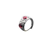 Adjustable Demon Eye Owl Ring, Retro Silver Open Adjustable Animal Bird Band， Cute Animal Bird Gothic Trendy Retro Vintage Alt Lovers Open Silver Band Rings， Jewelry Gift for Women and Men(red stack)