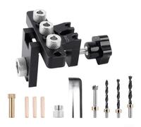 Adjustable Depth 3 In 1 Positioning Punch Tool In Black Brass For Woodworking Creating Round Dowel Holes With Precision From 8mm To 15mm Suitable For Diy Crafts And Professional Carpenter Use
