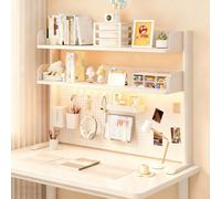 Adjustable Desk Bookshelf Organizer with Pegboard and Storage Accessories, Space-Saving Desk Shelf, for Home, Dormitory and Office (White, 1.95 x 60 cm / 37.4 x 23.6 inches)