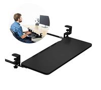 Adjustable Desk Extension - 4 Colors Wooden Keyboard Tray Under-Desk Sliding Keyboard Holder Clamp & Expandable Drawer Platform for Ergonomic Workspace