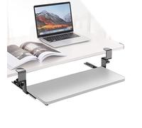 Adjustable Desk Extension with Clamp-on Keyboard Tray & Retractable Mouse Holder - Ergonomic White Desk Organizer for Home Office - 30 x 9 Inches (750 x 240 mm)