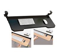 Adjustable Desk Extension with Pull-Out Keyboard Tray & Mouse Pad Clamp-On C-Black Keyboard Drawer for Ergonomic Workspace 520x250mm 2-in-1 Desk Mount Solution