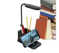 Adjustable Desk Lamp, Modern Desk Lamp Wireless Charger, Pen Holder Adjustable Brightness Lighting, Desktop Accessories Phone Charger for Reading Working