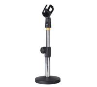 Adjustable Desk Mic Stand Table Base Desktop Tabletop Microphone Stand with Non-Slip Clip Sliver
