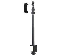 Adjustable Desk Mount Stand Ball Head 1/4 Inch Connector Desk Camera Mount, Aluminum Alloy 38.5-93.5cm Telescopic Pole, Black, for Ring Light and Light Panel, Live Streaming