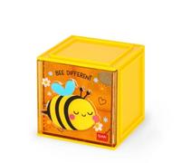 Legami - Cutie Cubes Desk Box, Bee Theme, Desk Organizer, Storage Box, Sticker Sheet Included, Stackable, Multifunctional, ABS, 90 x 90 x 100 cm