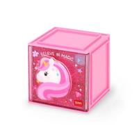 Legami - Cutie Cubes Desk Modular Box, Unicorn Theme, Desk Organizer, Storage Box, Sticker Sheet Included, Stackable, Multifunctional, ABS, 90 x 90 x 100 cm