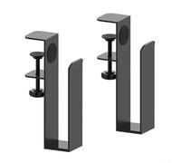 Adjustable Desk Side Laptop Holder with Metal Construction for Flat-Edged Desks 0.3-2.36 Inches Thick, Black Storage Stand for Laptop