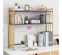 Adjustable Desktop Bookshelf, 2-Tier Space-Saving Bookcase for Home Office Dorm & Library Desk Storage Organizer