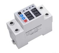 Adjustable Digital Dual Display Voltage Protector, 230V AC 63A DIN Rail Mount, Overvoltage Undervoltage Overcurrent Protection for Single P(63A)