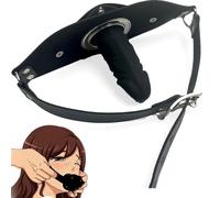 Adjustable Dildo Ball Gag with Leather Straps BDSM Bondage Mouth Plug Open Mouth Gag Sex Toy for Couples Intimate Play BDSM (Short)