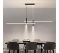 Adjustable Dimmable Nordic LED Chaner - Antique Linear Pendant Light for Kitchen Island, Dining Room, Bar & Restaurant - Stylish Spotlight Hanging Lamp (Dark 90cm)