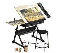 Adjustable Ding Desk with Tilted, Foldable Craft Table & Stool, 2 Ders - Ideal for Art Projects, Writing, Reading - Height Adjustable Design for t