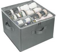 Adjustable Dividers Shoe Storage Box for Closet - Foldable Shoes Organizer with Transparent Dust Cover & Handles Fabric Shoe Storage Bins with Clear Cover for Storing Shoes or Clothing (XL)