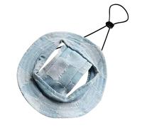 Adjustable Dog Cat Sun Hat with Round Brim Ear Holes Neck Strap Outdoor Climbing Visor Sunshade Strangulation Cap for Small Medium (C, M)