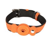 Adjustable Dog Collar, Lightweight Pet Collar Made of Premium PU and Cloth with Durable Metal Hardware, Comfortable Stylish Collar for Dogs and Cats (Orange)