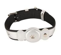 Adjustable Dog Collar, Lightweight Pet Collar Made of Premium PU and Cloth with Durable Metal Hardware, Comfortable Stylish Collar for Dogs and Cats (Silver)