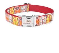 Adjustable Dog Collar Personalized Name Engraved Nylon Small Medium Large Dogs(Flora Orange,XS 22-31cm)