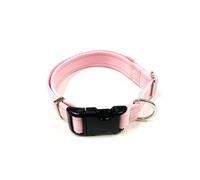 Adjustable Dog Collar Soft And Comfortable 25mm Cushion Webbing Training Walking All Dog Breeds (Baby Pink, Small (10" - 16"))