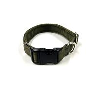 Adjustable Dog Collar Soft And Comfortable 25mm Cushion Webbing Training Walking All Dog Breeds (Olive Green, Small (10" - 16"))