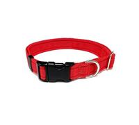 Adjustable Dog Collar Soft And Comfortable 25mm Cushion Webbing Training Walking All Dog Breeds (Red, Large (17" - 27"))