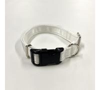 Adjustable Dog Collar Soft And Comfortable 25mm Cushion Webbing Training Walking All Dog Breeds (White, Small (10" - 16"))