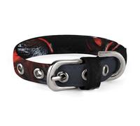 Adjustable Dog Collars Big Black Wolf with Red Eyes Pet Collar for Small Medium Dogs Cats