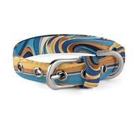 Adjustable Dog Collars Blue and Gold Marble Pet Collar for Small Medium Dogs Cats