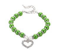 Adjustable Dog Collars with Pearls Durable Pet Chain Stylish Fashion Accessory for Dogs and Cats Ideal for Outdoor Activities and Everyday Use (Green, S)