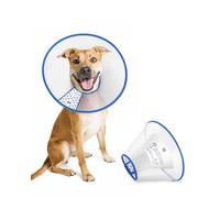 Adjustable Dog Cone for Large Pets by Silver Grade - Cone for Dogs to Stop Licking & Scratching Wounds - Plastic Elizabethan Collar Protector for Grooming and Post-Surgery Care - Size (L) 14.2-16.5 in