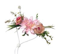 Adjustable Dog Flower Headband Wedding Puppy Flower Collar Artificial Floral Pet Wreath Elegant Dog Floral Headwear Cute Pet Crown Garland Photo Props with Leaves for Festival B