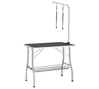 Adjustable Dog Grooming Table with 2 Loops and Basket Pet Foldable Desk vidaXL