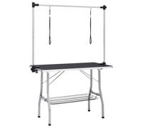 Adjustable Dog Grooming Table with 2 Loops Basket 110x60x76/90x60x76 cm vidaXL