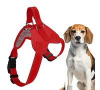 Adjustable Dog Harness, Oxford Cloth Reflective Service Dog Vest Breathable Puppy Harness for Daily Walking Running Hiking Training (Red)