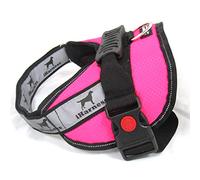 Adjustable Dog Harness with Soft Breathable Padding (M, Fuchsia Pink)