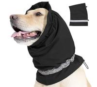 Adjustable Dog Head Cover Dog Neck Warmer,Dog Head Cover to Keep Warm,Waterproof Ear Wrap,Rainproof Dog Bath Ear Cover, Anxiety Relief Canceling for Firework Noise Dog Ear Protector (Black,Large)