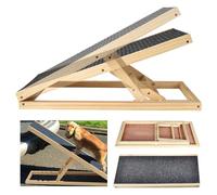 Adjustable Dog Ramp, Wooden Folding Portable Pet Puppy Ramp, 100cm Long, 30cm/40cm/50cm/60cm Adjustable Height, Cat Ramps with Non-Slip Mat for Car, Bed, Couch Stairs Ladder