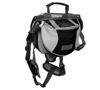 Adjustable Dog Saddle Bag, Waterproof Breathable Hound Dog Saddle Backpack Wide Reflective Strip Mesh for Small Dogs for Large Dogs for Medium Dogs(black, M)